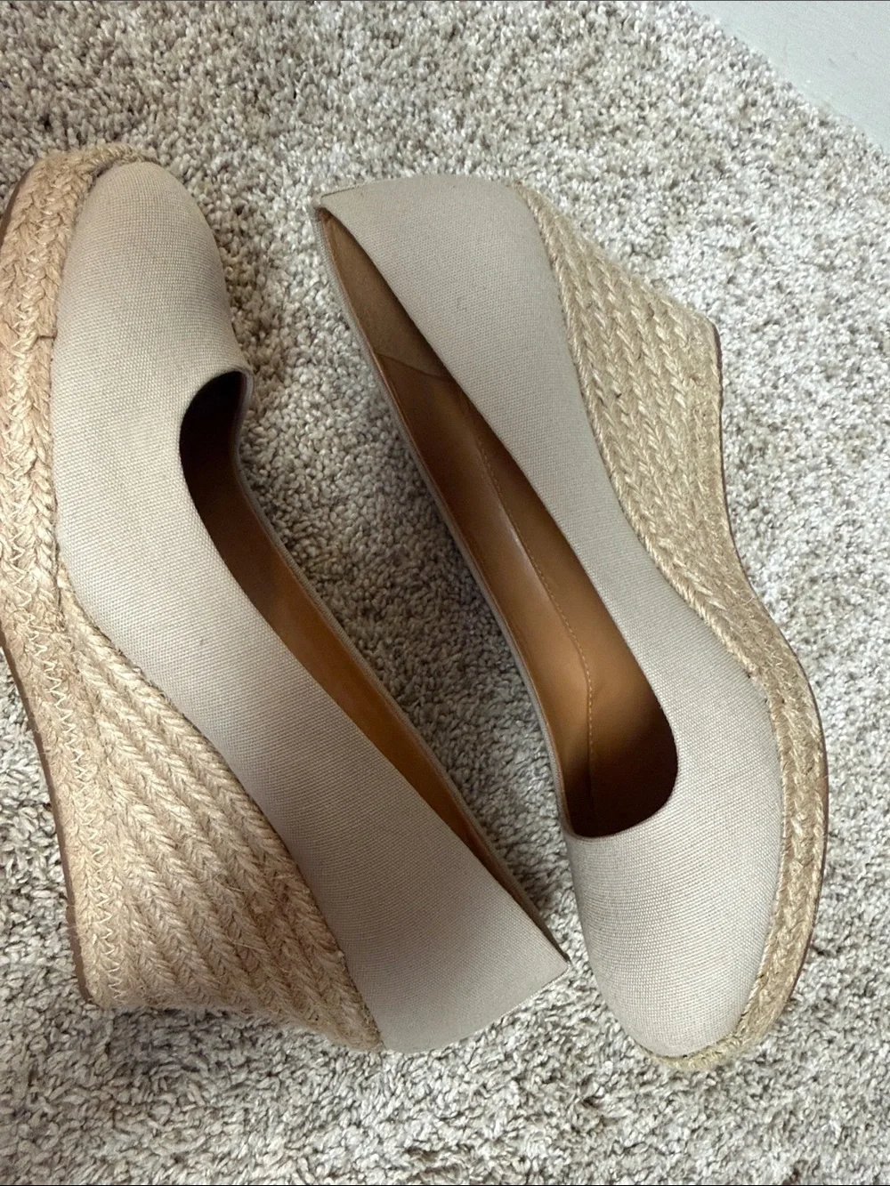 J. Crew Factory Flax Canvas Espadrille Wedge Pumps